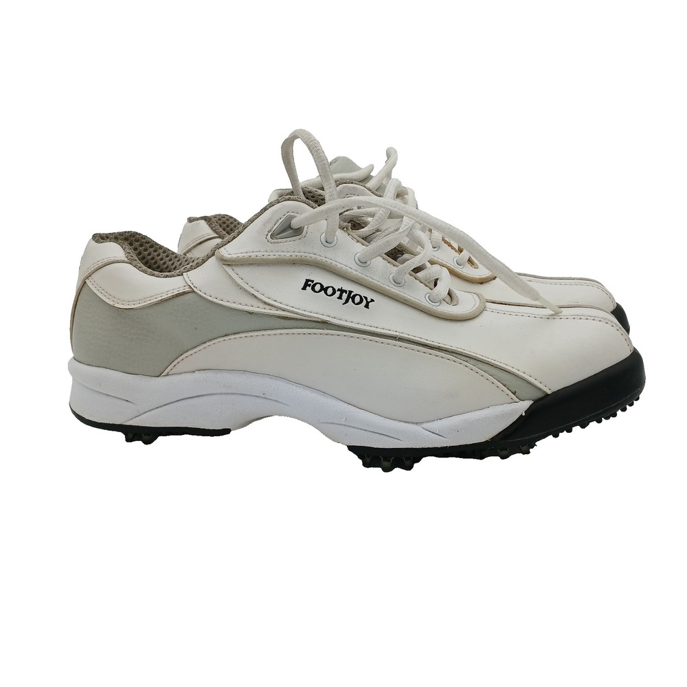 FootJoy GreenJoys Golf Shoes Mens 8 Medium White Spiked SoftSpikes Leather FJ